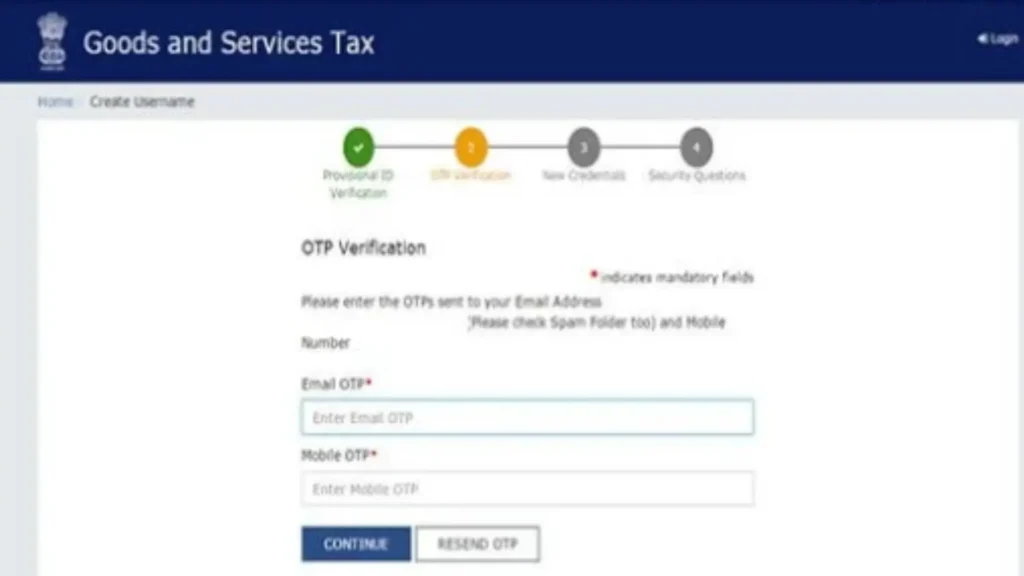GST | Goods and Services Tax Login, and Registration 2025 OTP Verification